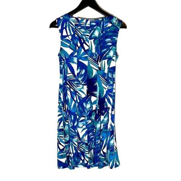 db 1962 A Line Dress Women’s Size 6P Blue/green leaf print - Picture 3 of 9